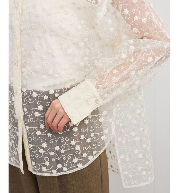 VIS「【洗える】アソートシアーシャツ(フラワー刺繍&無地）」|シャツ・ブラウス|