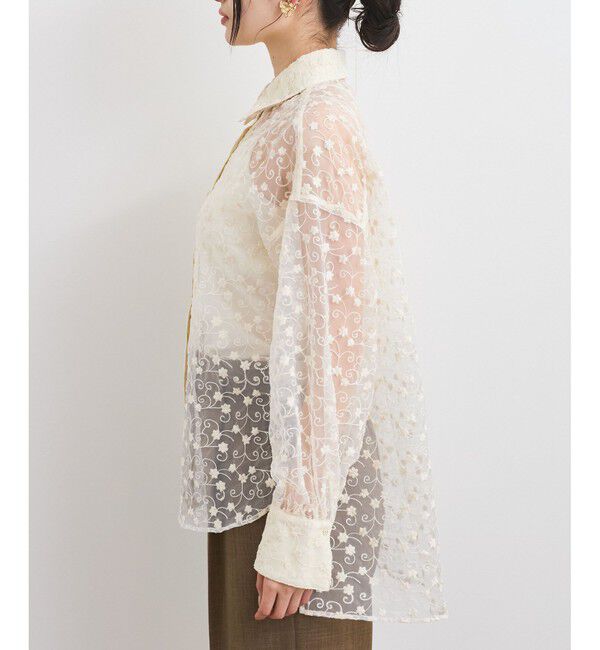 VIS「【洗える】アソートシアーシャツ(フラワー刺繍&無地）」|シャツ・ブラウス|