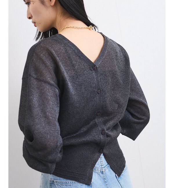 VIS「【前後2WAY】ハート釦シアーカーディガン」|カーディガン|チャコール(06)