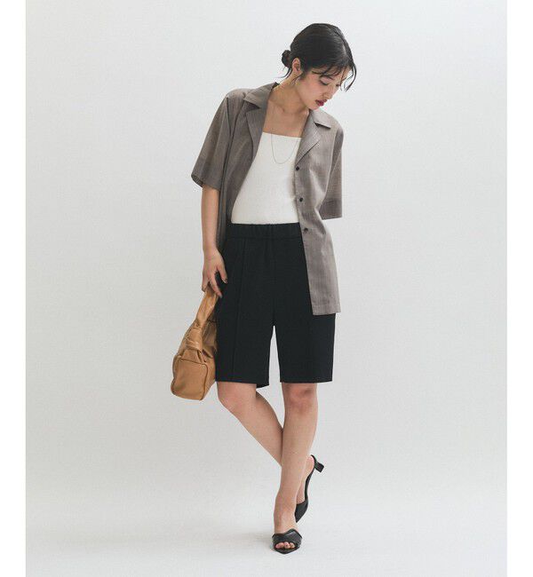 ADAM ET ROPE'「ピンタックイージーハーフパンツ」|チノ|