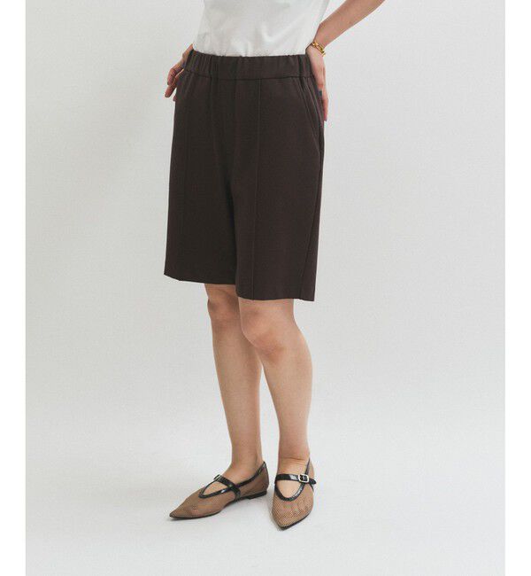 ADAM ET ROPE'「ピンタックイージーハーフパンツ」|チノ|ブラウン(20)