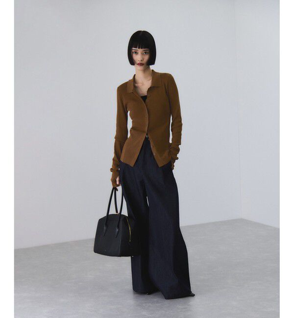 ADAM ET ROPE'「ポロニットリブカーディガン」|カーディガン|