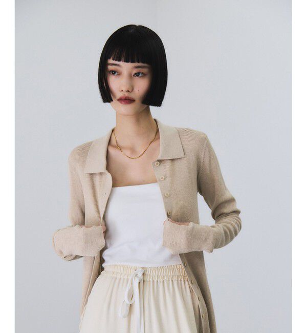 ADAM ET ROPE'「ポロニットリブカーディガン」|カーディガン|