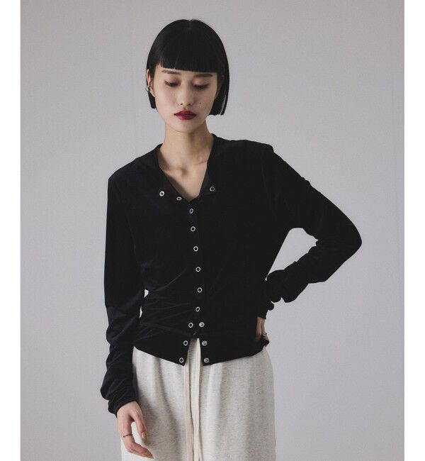 ADAM ET ROPE'「マルチWAYシアートリコットベロアカーディガン」|カーディガン|ブラック(01)