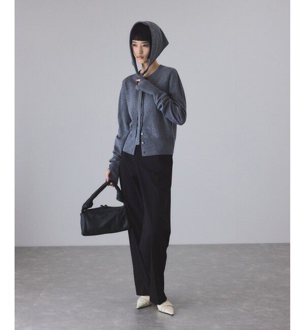 ADAM ET ROPE'「梳毛クルーネックカーディガンストールセット」|カーディガン|