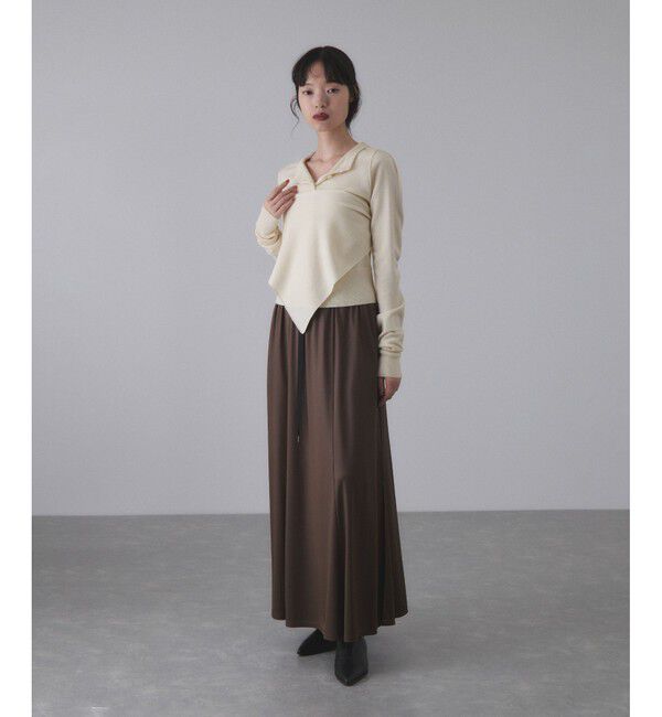 ADAM ET ROPE'「梳毛クルーネックカーディガンストールセット」|カーディガン|