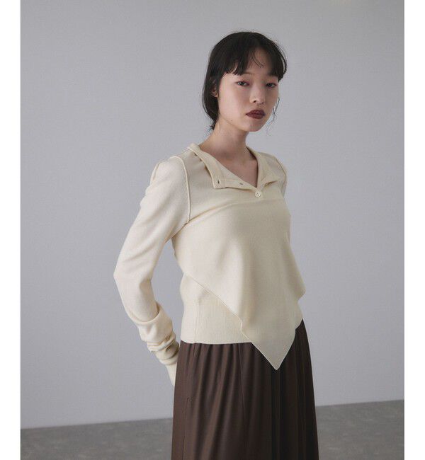 ADAM ET ROPE'「梳毛クルーネックカーディガンストールセット」|カーディガン|