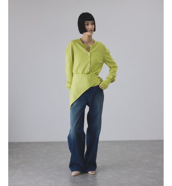 ADAM ET ROPE'「梳毛クルーネックカーディガンストールセット」|カーディガン|