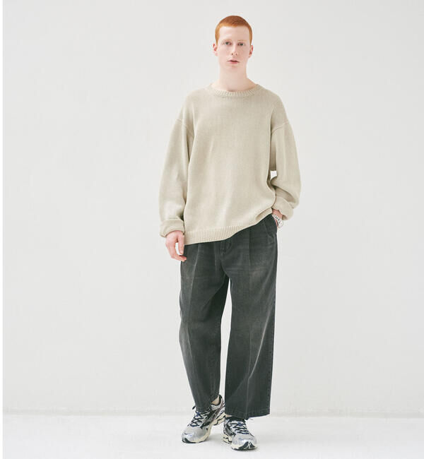  「FARAH | ツータック ワイドデニムパンツ MEN」|デニム|BLACK系1