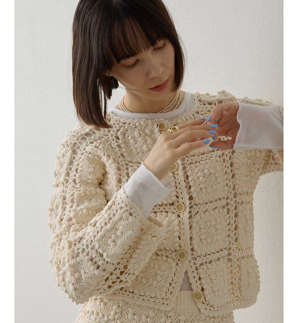 「ハンドクロシェカーデ」|ニット・セーター|