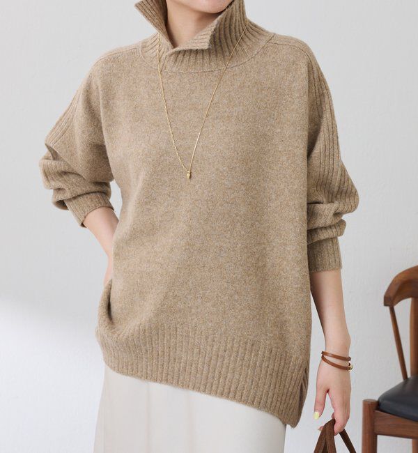  「ウール混スリットタートルニット」|ニット・セーター|