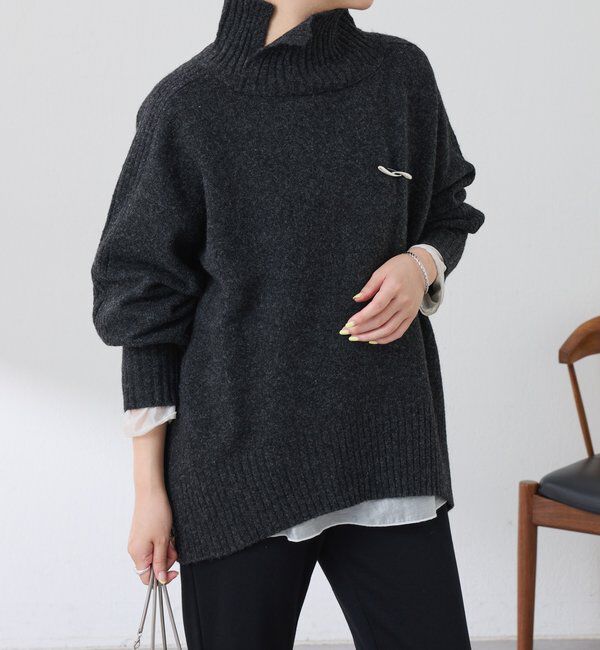  「ウール混スリットタートルニット」|ニット・セーター|