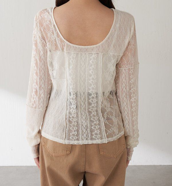  「QanosレースパッチワークロンT」|Tシャツ・カットソー|