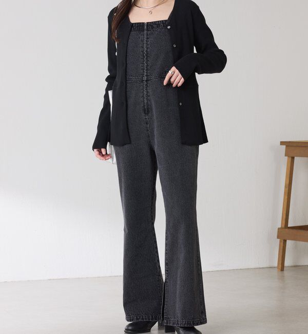  「Q.anos フレアデニムロンパース」|デニム|