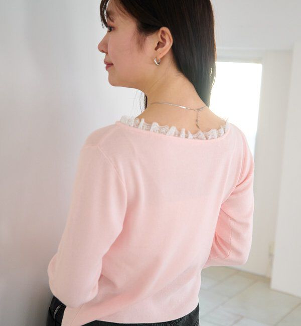  「【4色展開】レースシャーリングニット」|ニット・セーター|