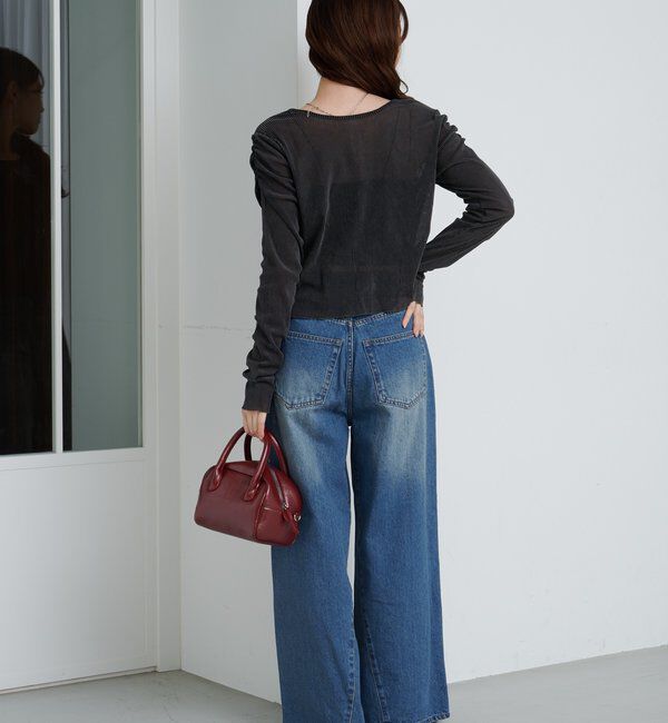  「【2サイズ展開/低身長サイズ/ウエスト調節可】カーブステッチデニム」|デニム|