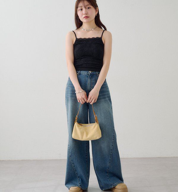  「【2サイズ展開/低身長サイズ/ウエスト調節可】カーブステッチデニム」|デニム|