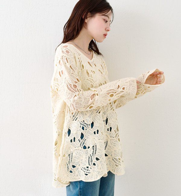  「透かしあみレースミニワンピース」|ワンピース|