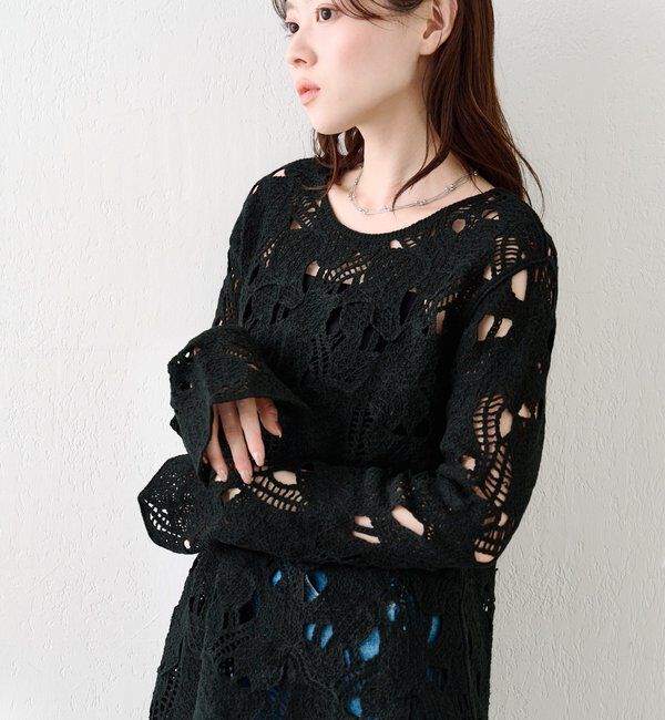  「透かしあみレースミニワンピース」|ワンピース|