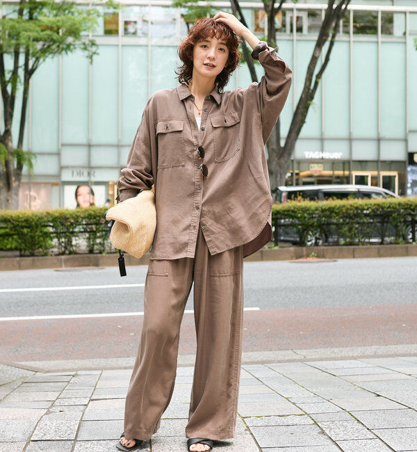  「【セットアップ可能】ガーメントダイワイドパンツ」|チノ|