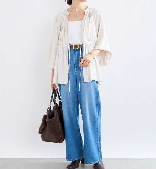  「【2WAY仕様】ギャザーストリングツイルブラウス」|シャツ・ブラウス|