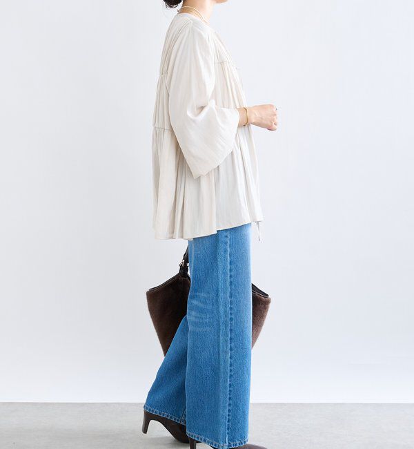  「【2WAY仕様】ギャザーストリングツイルブラウス」|シャツ・ブラウス|