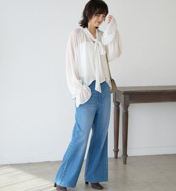  「【上品に華やぐ】フォイルドットボウタイブラウス」|シャツ・ブラウス|