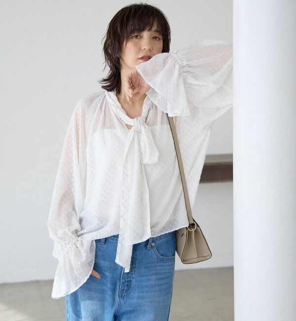  「【上品に華やぐ】フォイルドットボウタイブラウス」|シャツ・ブラウス|