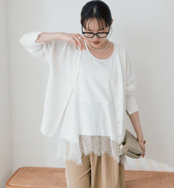  「【レース裾で映える】レースヘムタンクトップ」|キャミソール|