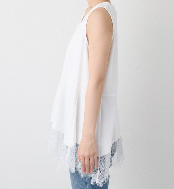  「【レース裾で映える】レースヘムタンクトップ」|キャミソール|