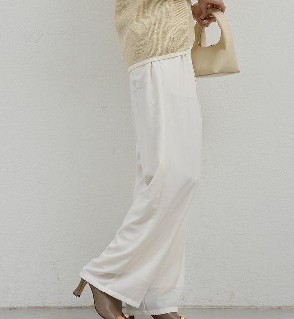  「【ガランテ名品】ライトジャージーワイドパンツ」|チノ|ホワイト