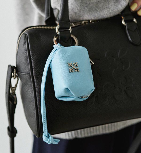  「カラビナ付き レザーミニポーチ型チャーム」|その他|サックスブルー