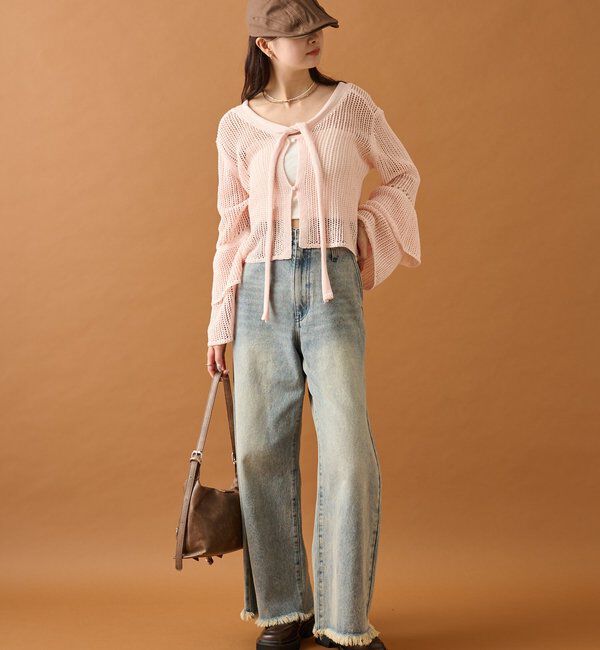  「フリルスリーブメッシュカーデ」|カーディガン|