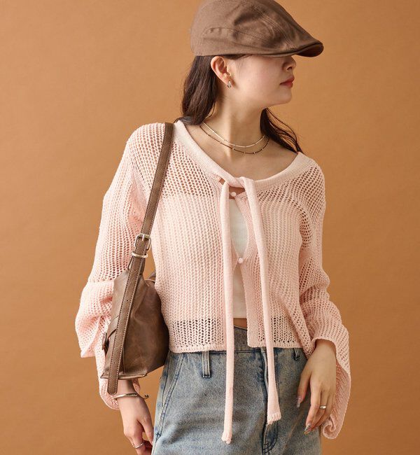  「フリルスリーブメッシュカーデ」|カーディガン|