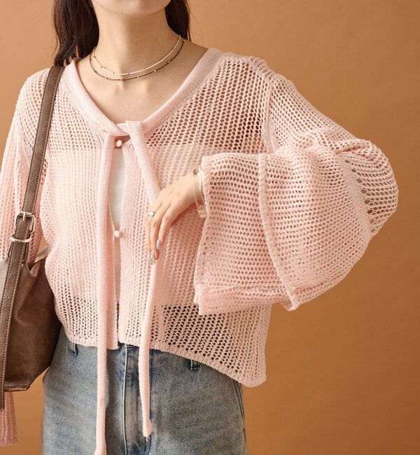  「フリルスリーブメッシュカーデ」|カーディガン|