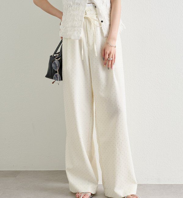  「ラインストーンWベルトパンツ」|チノ|