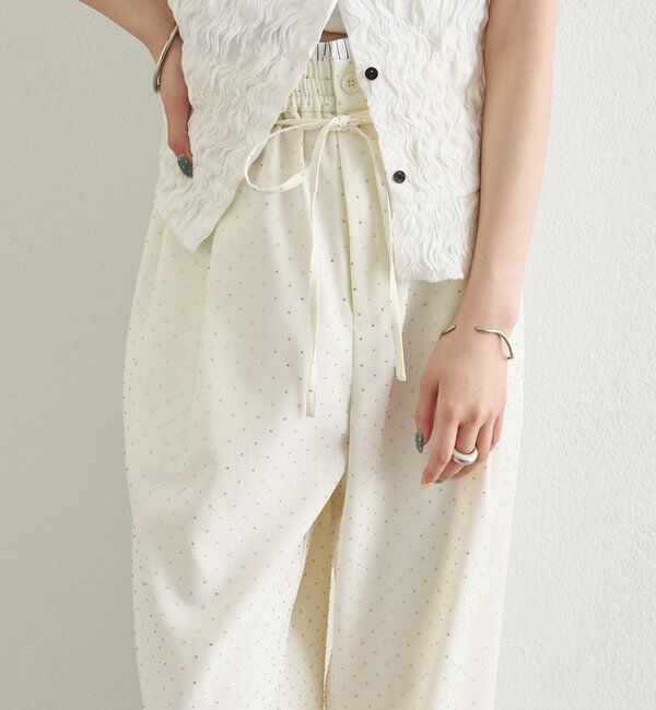  「ラインストーンWベルトパンツ」|チノ|