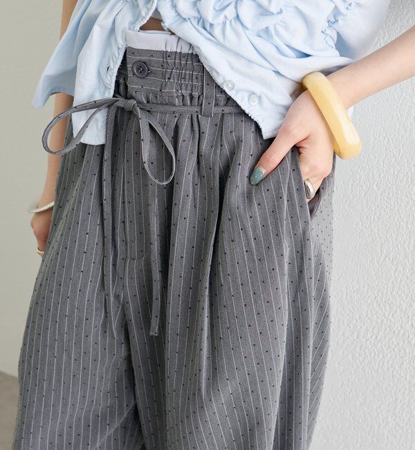  「ラインストーンWベルトパンツ」|チノ|