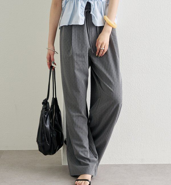  「ラインストーンWベルトパンツ」|チノ|