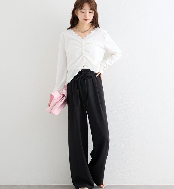  「ラインストーンWベルトパンツ」|チノ|