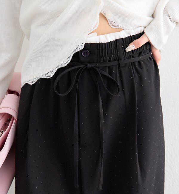  「ラインストーンWベルトパンツ」|チノ|