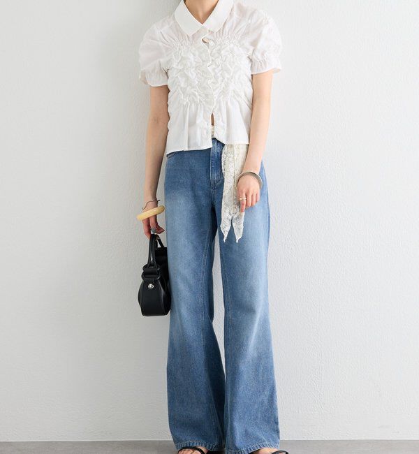 「ポケットステッチフレアデニム」|デニム|