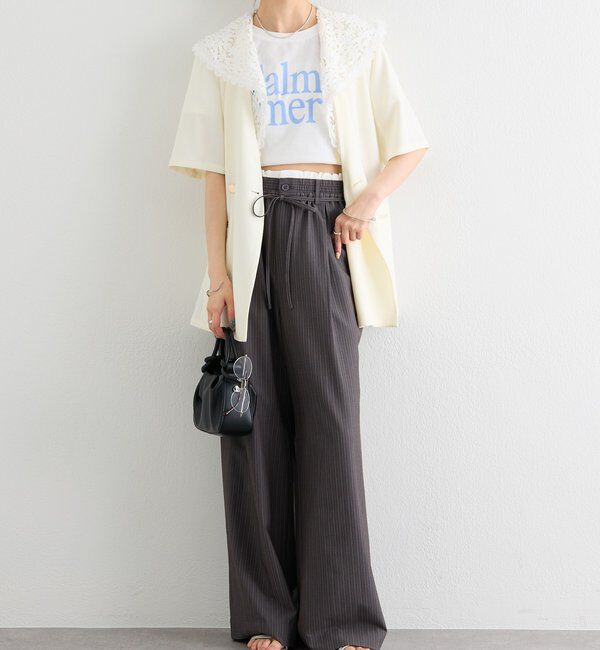  「レース付け襟半袖ジャケット」|テーラードジャケット|