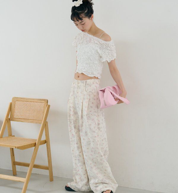  「ふわふわシャーリングTシャツ」|Tシャツ・カットソー|