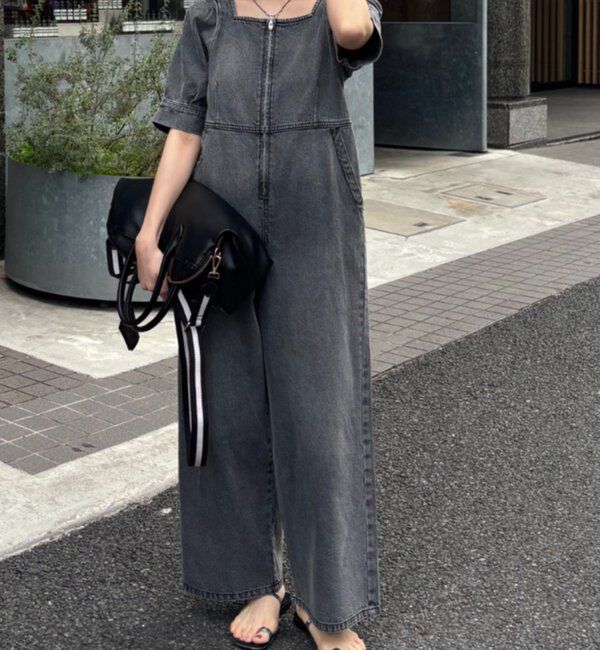  「【PUFRILL/パフリル】デニムパフオールインワン」|ワンピース|