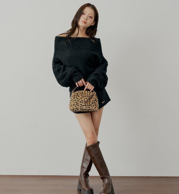  「【SALON by Chico】ウールシャギータックオフショルニット」|ニット・セーター|