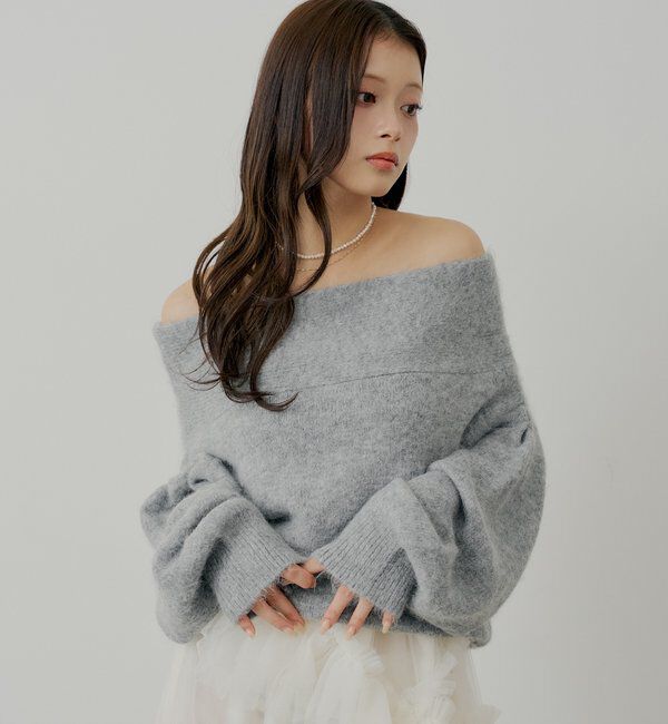  「【SALON by Chico】ウールシャギータックオフショルニット」|ニット・セーター|