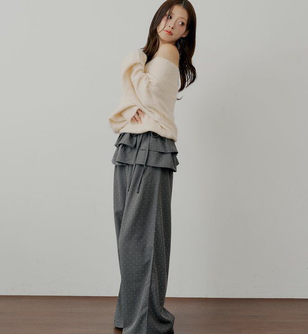  「【SALON by Chico】ウールシャギータックオフショルニット」|ニット・セーター|