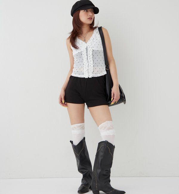  「【SLOPPY/スロッピー】リブショートパンツ」|チノ|