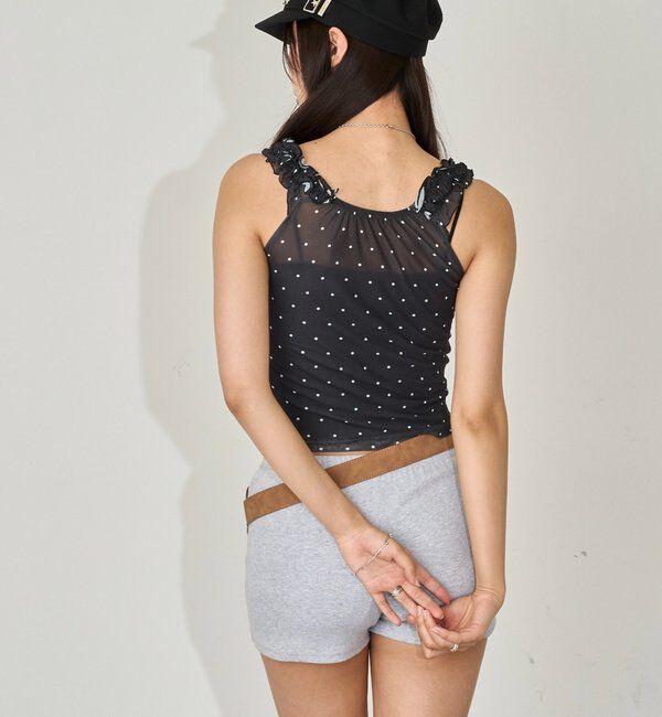  「センターフリルキャミ(チェック柄/ドット柄)」|キャミソール|